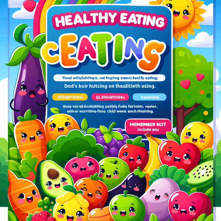 Poster Makanan Sehat Bergaya Kartun untuk Anak-Anak yang Edukatif dan